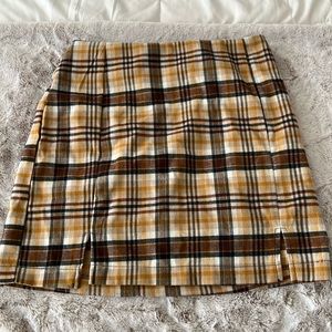 Brown plaid mini skirt